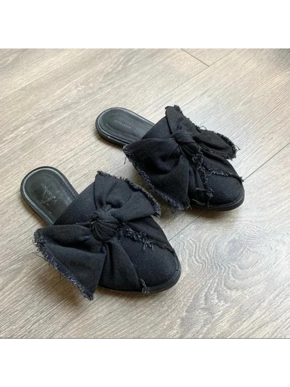 Nordstrom All Saints Mules Knit Bow Slides Flats Black Slip on 7 whimsigoth boho